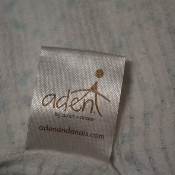 Aden Anais Muslin Baby Swaddle Blanket White Teal - Picture 4 of 5